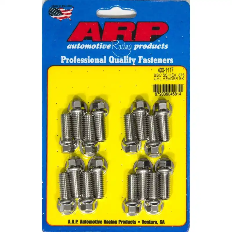 Today Only ARP Header Bolt - 3/8-16 in Thread - 0.875 in Long - Hex Head - Polished - Universal - Set of 16