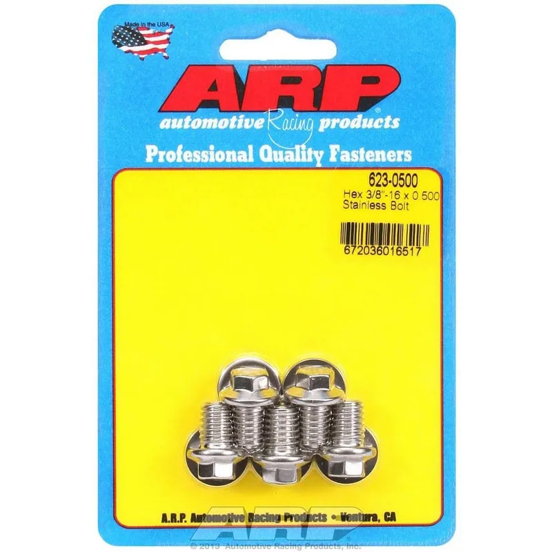 Warranty Included ARP Stainless Steel Bolt Kit - 6 Point (5) 3/8-16 x .500