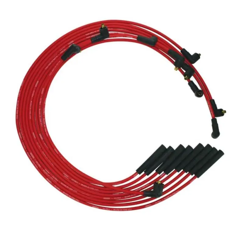 Reduced Price Moroso Ultra Spiral Core 8 mm Spark Plug Wire Set - Red - Straight Plug Boots - Socket Style - Mopar B / RB-Series