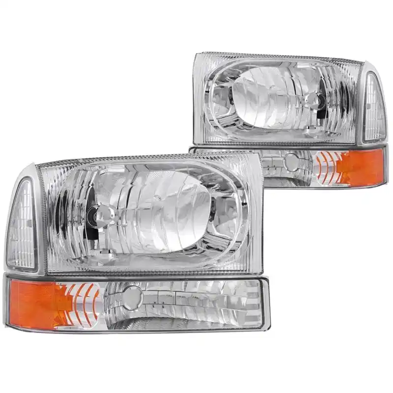 ANZO USA 2000-2004 Ford Excursion Crystal Headlights Chrome w/ Corner Lights 2pc (111081) Viral